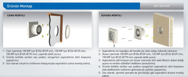 Aircol Mp 100 Mekanik Panjurlu Banyo Fanı 100 m3