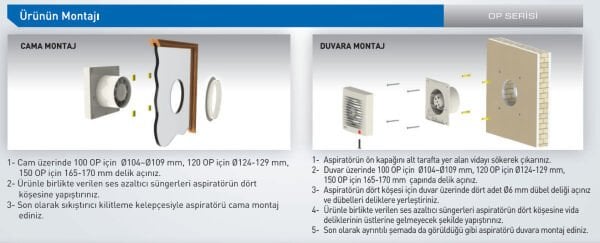 Aircol OP 100 Otomatik Panjurlu Banyo Fanı 100 m3