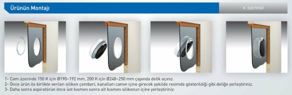 Aircol 150 K Kapaklı Cam Tipi Aspiratör 350 m3