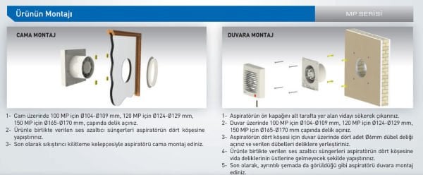 Aircol Mp 120 Mekanik Panjurlu Banyo Fanı 160 m3