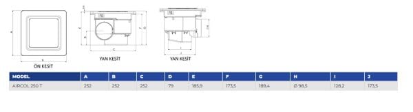 Aircol 250 T Sessiz Tavan Tipi Fan 150 m3