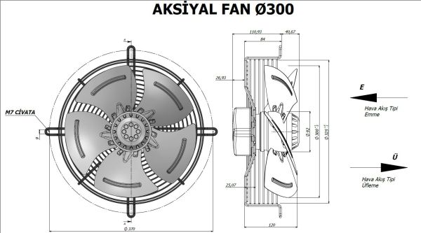 Aircol AKS 92-4ES-300 Aksiyel Soğutma Fanı